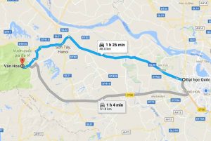 Quãng đường từ Hà Nội đến Ba Vì